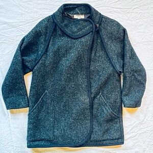 Vintage Women’s Unique Japan Gray Navy Blue Wool Coat Size Small